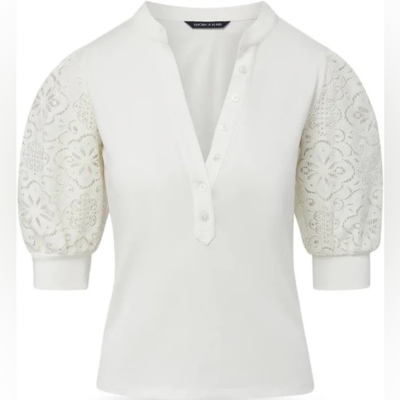 NWT Veronica Beard Coralee Eyelet Puff-Sleeve Top - Picture 4 of 7